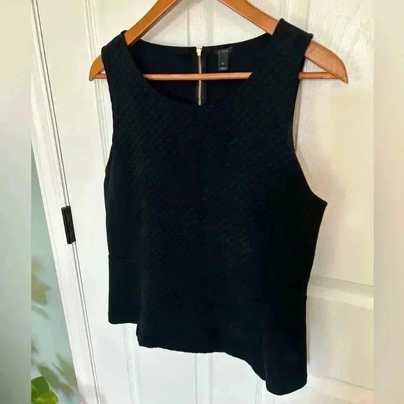 J. Crew Tops - J. Crew Black Swiss Dot Peplum Sleeveless Top size Large